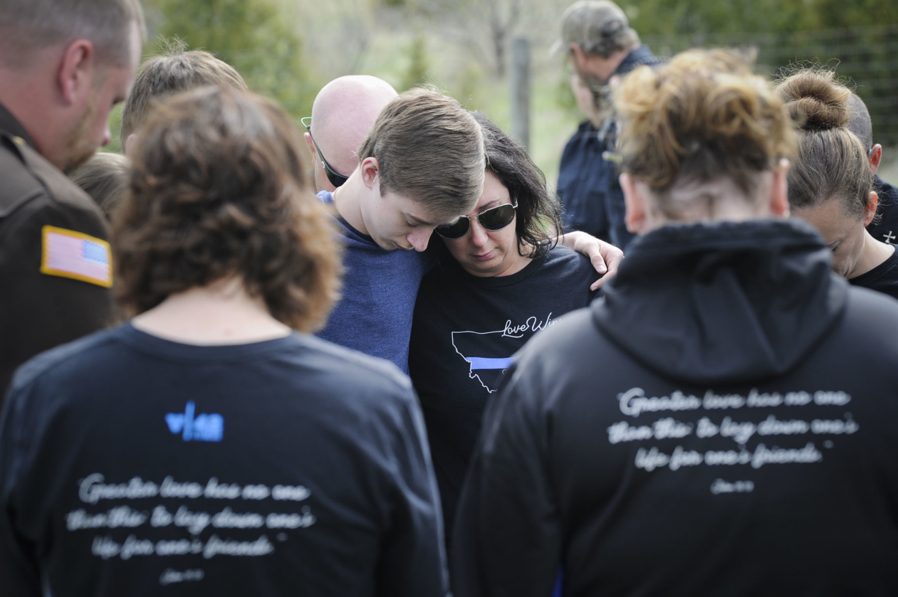 Chase Moore hugs his mother Jodi Moore Thursday